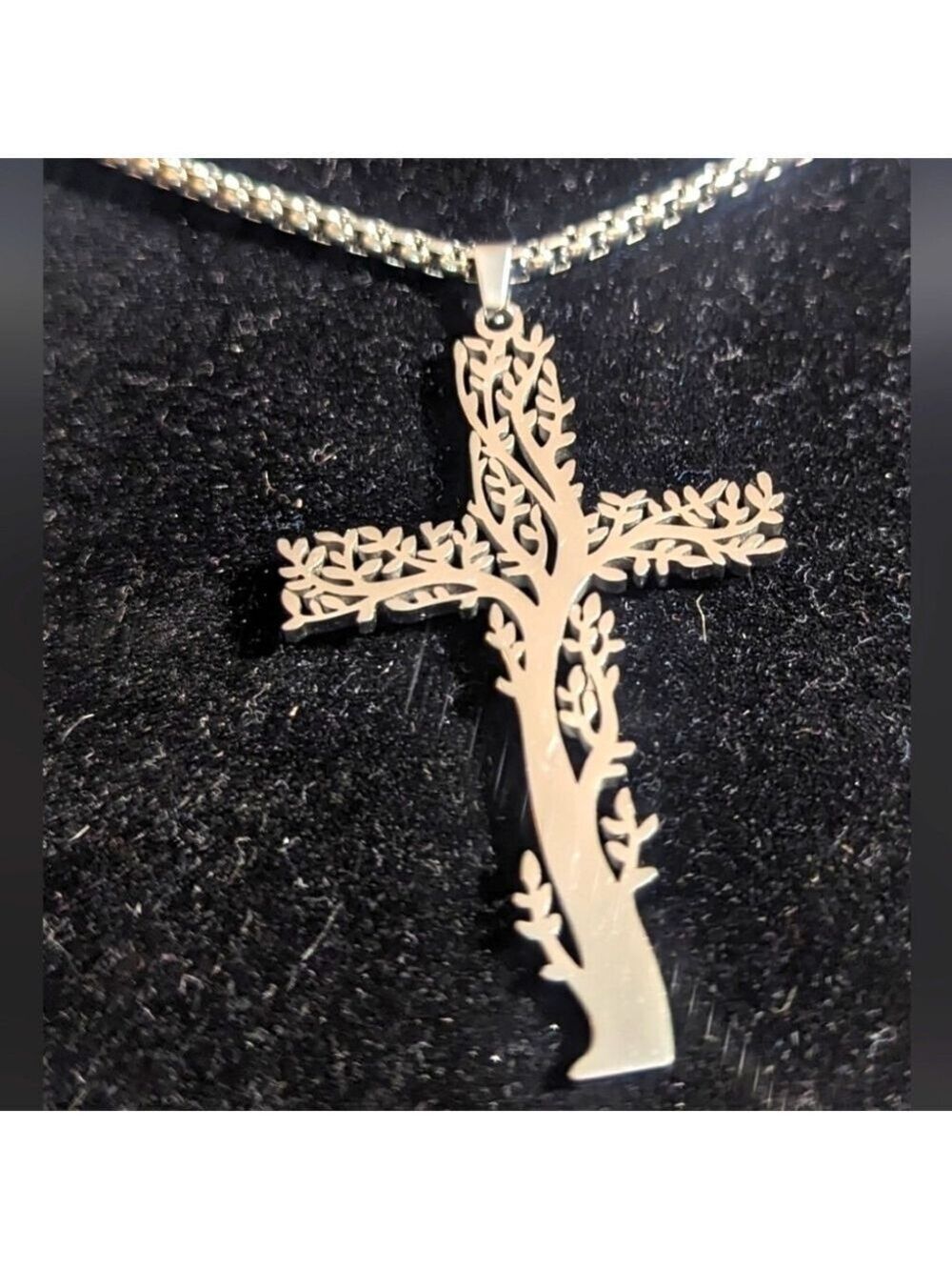 Cross design as Leafing Tree Necklace